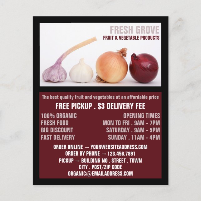 Flyer Cebolas e alho, Greengrocers Publicidade (Frente)