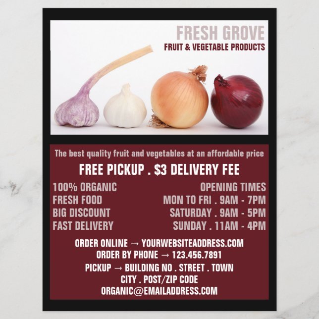 Flyer Cebolas e alho, Greengrocers Publicidade (Frente)
