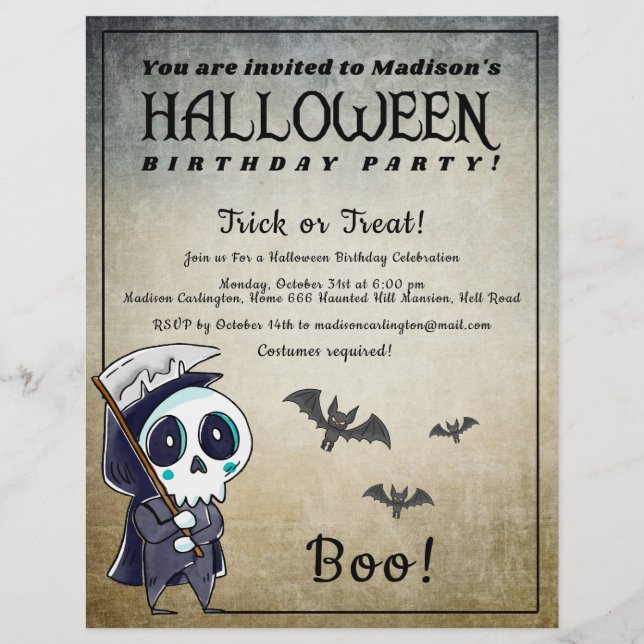 Flyer Ceifador de Festa de aniversário Halloween (Frente)