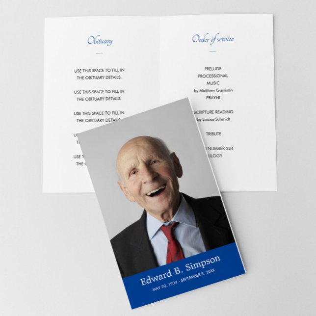 Flyer Celebração Azul do Programa Funeral de Fotos da Vi (Criador carregado)