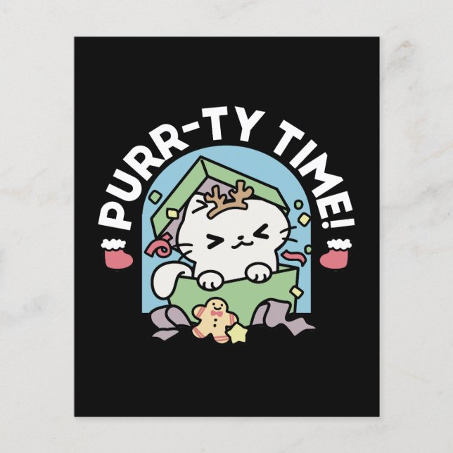 Flyer Celebração de Natal com Gato de Tempo Puro (Frente)