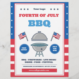 Flyer Celebração do Dia 4 de Julho, Dia da Independência