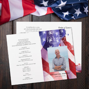 Flyer Celebração do Programa Funeral Life Photo US Flag