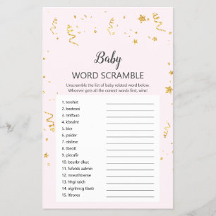 Flyer Celebração Dourada no Jogo Pink Baby Word Scramb