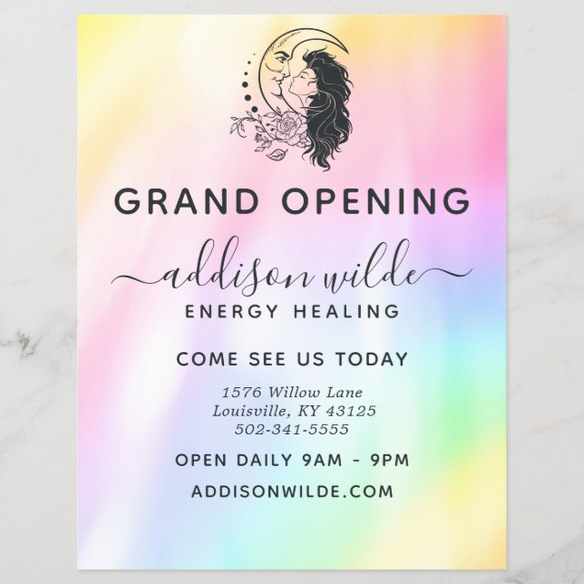Flyer Celestial Mystic Moon Goddese Rainbow Business (Frente)
