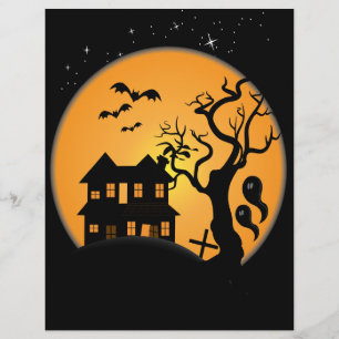 Flyer cena vetorial de casa assombrada no halloween assu