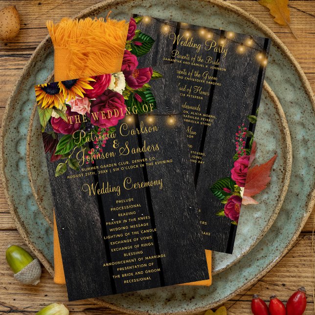 Flyer Cerimônia de casamento com iluminação rústica flor (Criador carregado)