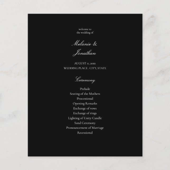 Flyer Cerimônia de Casamento Elegante Branco de Orçament (Frente)