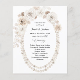 Flyer Cerimônia de Casamento Floral Branco e Pérolas Orç