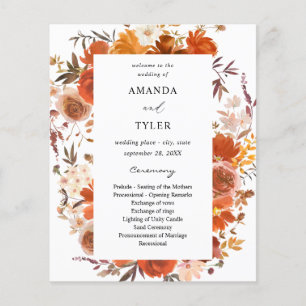 Flyer Cerimônia Floral de Casamento Vermelho e Laranja