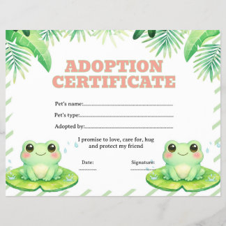Flyer certificado de adoção de animal de estimação editá