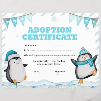 Flyer certificado de adoção de animal de estimação editá