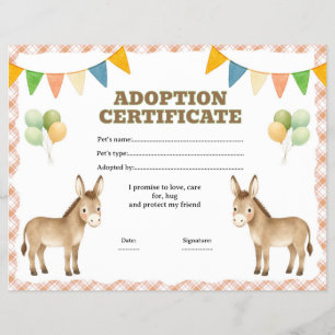 Flyer certificado de adoção de animal de estimação editá