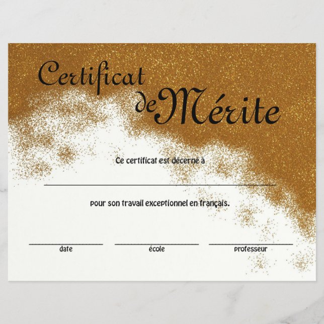 Flyer Certificado de Excelência Genérica de Classe Franc (Frente)