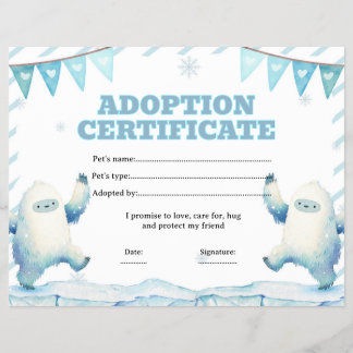 Flyer certificado editável de adoção de animal de estima