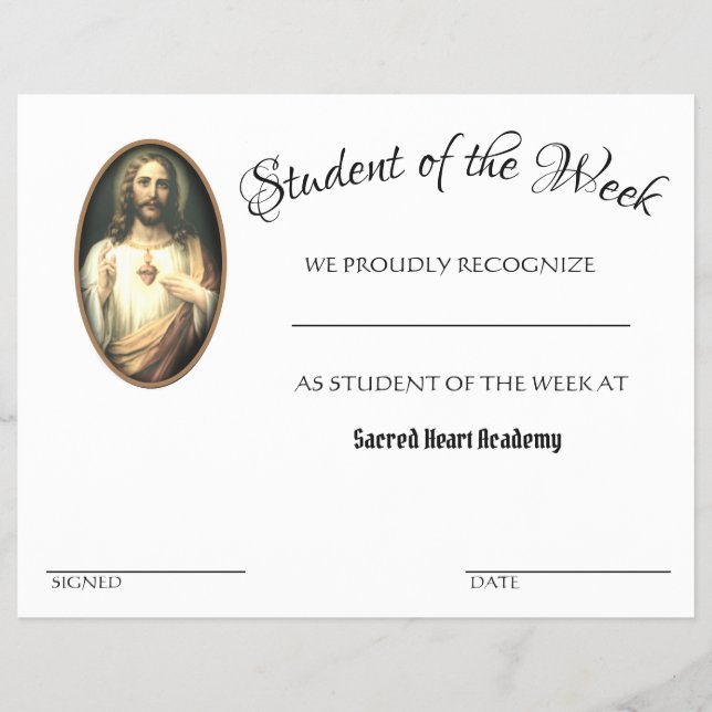 Flyer Certificado Escolar de Prêmio de Realização Católi (Frente)