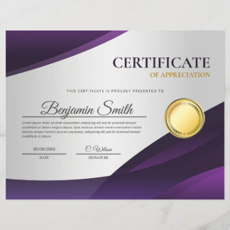 Flyer Certificado Roxo de Reconhecimento de Mérito