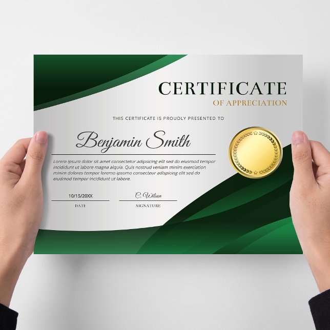 Flyer Certificado Verde de Reconhecimento de Mérito (Certificate Award)