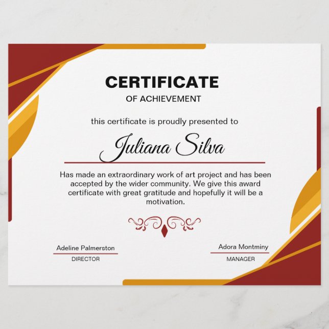 Flyer Certificate of Acheivement Template (Frente)