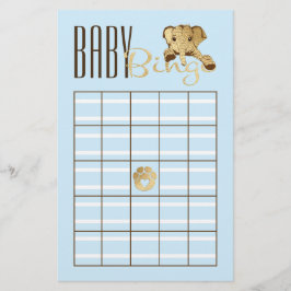 Flyer Chá da Mamãe BINGO Azul Bebê Elefante Dourado