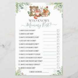 Flyer Chá de animais florestais Como você conhece bem o