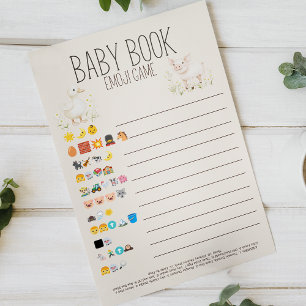 Flyer Chá de Bebê Animais da Fazenda Livro de Bebê Emoji