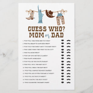 Flyer Chá de Bebê de Cowboy Ocidental Jogo de Adivinhaçã