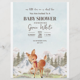 Flyer Chá de Bebê de Inverno Oh Deer Woodland Chá de Beb