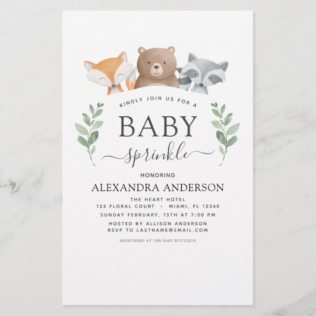 Flyer Chá De Bebê Do Orçamento Woodland Eucalyptus Fl (Frente)