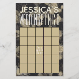 Flyer Chá de casamento BINGO Sombras de Golds e Negros