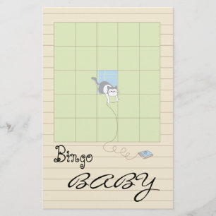 Flyer Chá de fraldas BINGO "Blue/Build A Library"