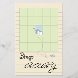 Flyer Chá de fraldas BINGO "Blue/Build A Library"