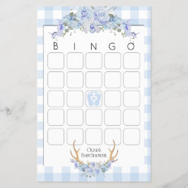 Flyer Chá de fraldas Bingo BOHO chá de fraldas Blue