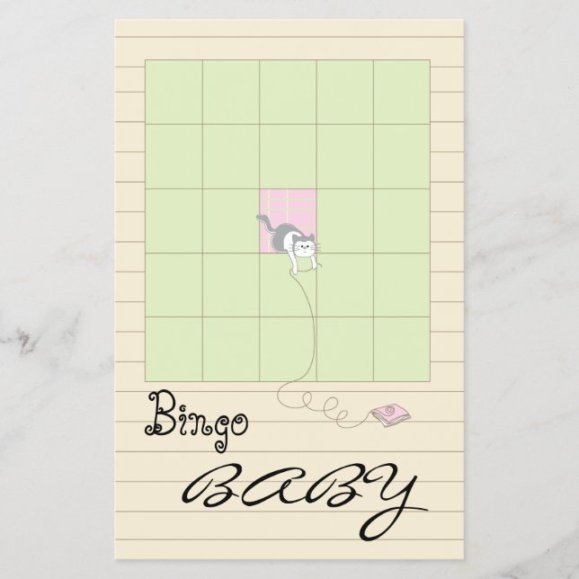 Flyer Chá de fraldas BINGO rosa/Criar uma biblioteca" (Frente)