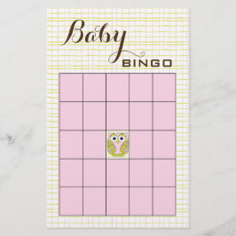 Flyer Chá de fraldas BINGO Verde Rosa OWL