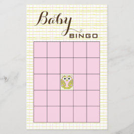 Flyer Chá de fraldas BINGO Verde Rosa OWL