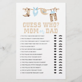 Flyer Chá de fraldas De Cowboy Ocidental Adivinha Quem J