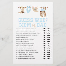 Flyer Chá de fraldas De Cowboy Ocidental Adivinha Quem J