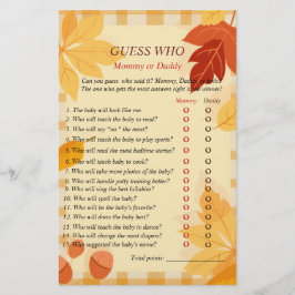 Flyer Chá de fraldas de Folhas de Tema do outono