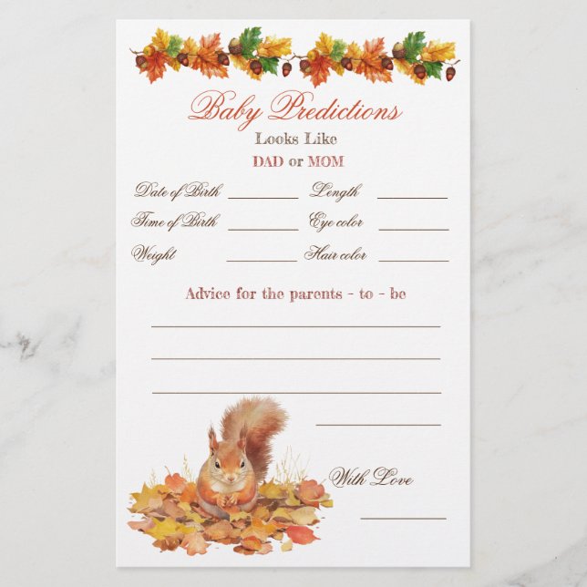 Flyer Chá de fraldas de Folhas de Tema do outono (Frente)