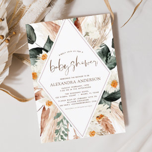 Flyer Chá de fraldas De Grama Boho Eucalyptus Fl