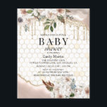 Flyer CHÁ DE FRALDAS de mármore com gota de brilho do BU<br><div class="desc">BUDGET Elegant Floral Glitter Drip Marble Baby Shower Invances apresenta um elegante design de cor d'água neutra floral, colmeia e glitter com suas informações de Convite para Chá de fraldas. Perfeito para sua mãe especial Ser comemoração para bebês de primavera, verão, inverno ou outono com flores botânicas modernas e tipografia...</div>