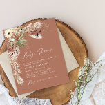 Flyer Chá de fraldas de orçamento pampas moderno boho el<br><div class="desc">Chá de fraldas de orçamento pampas de grama e eucalipto moderno boho elegante na moda design. Num terracota contemporâneo,  verde-sábio,  natural,  creme e colorida preta.</div>