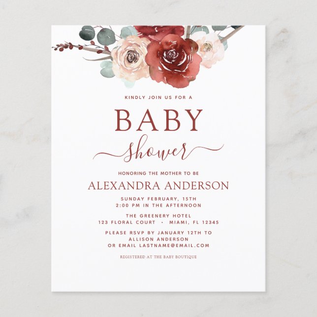 Flyer Chá de fraldas de Queda Orçamental Borgonha Eucaly (Frente)