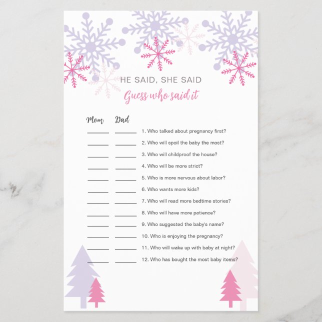 Flyer Chá de fraldas do Floco de Neve Adivinha quem diss (Frente)