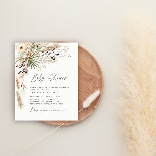 Flyer Chá de fraldas do orçamento pampas moderno boho el