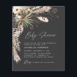 Flyer Chá de fraldas do orçamento pampas preto moderno e<br><div class="desc">O chá de fraldas do orçamento pampas e o eucalipto,  o moderno partido boho elegante na moda,  convidam design. Num terracota contemporâneo,  verde-sábio,  natural,  creme e colorida preta.</div>
