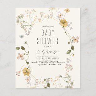 Flyer Chá de fraldas Elegante Elegante de Flor Selvagem