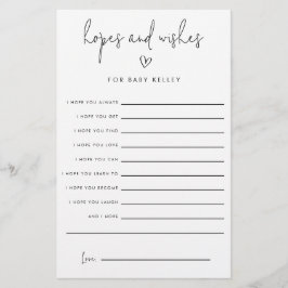 Flyer Chá de fraldas espera e deseja placas de papel de 