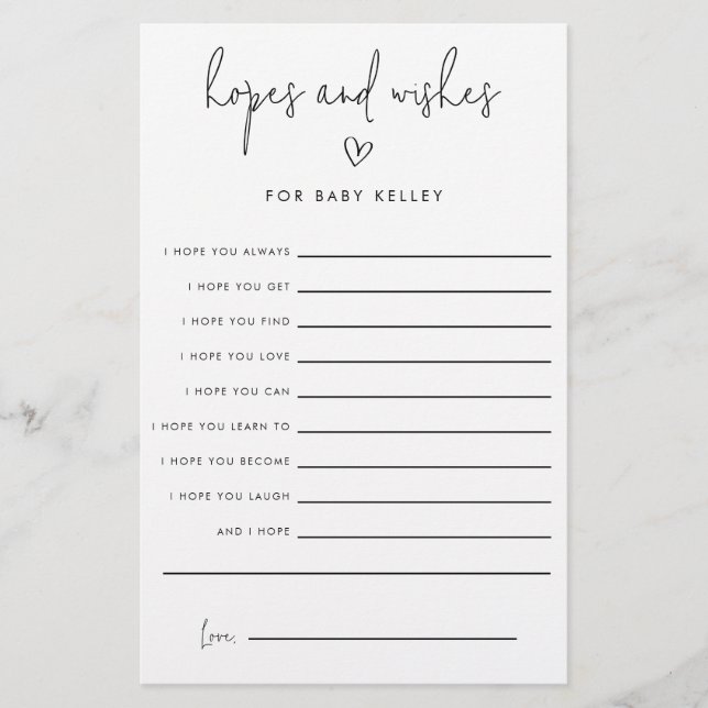 Flyer Chá de fraldas espera e deseja placas de papel de  (Frente)